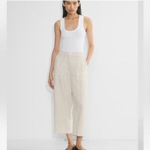Aritzia Wilfred The Effortless Cropped Pant Linen Lyocell Blend in Ecru